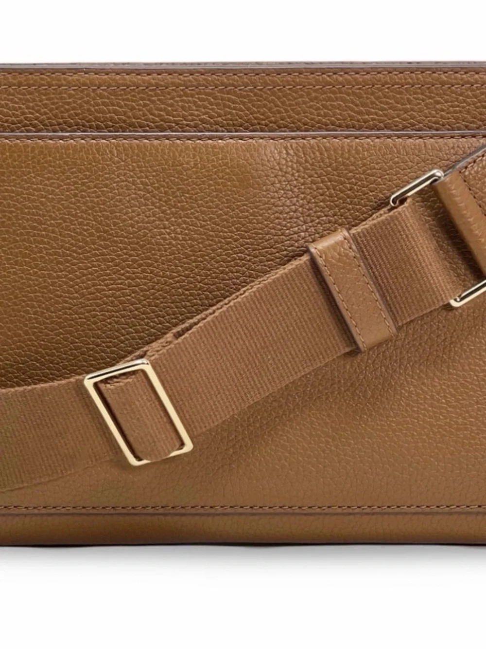 Tory Burch Blake medium brown pebbled leather crossbody purse bag gold